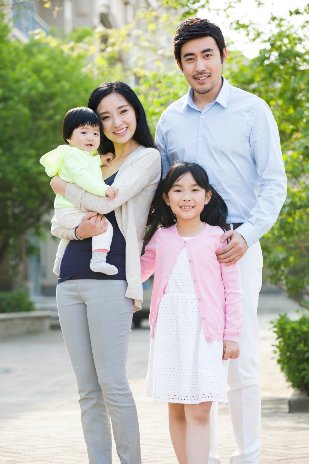 portrait of happy young family